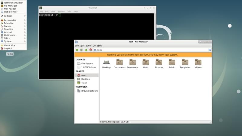 Before: default Xfce desktop