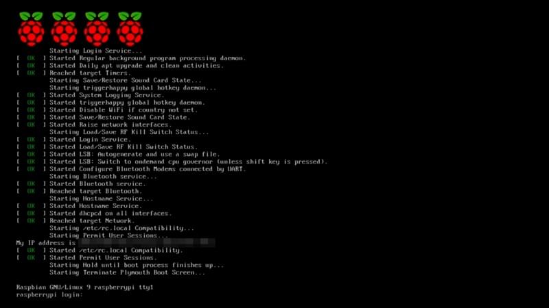 Raspberry Pi boot screen