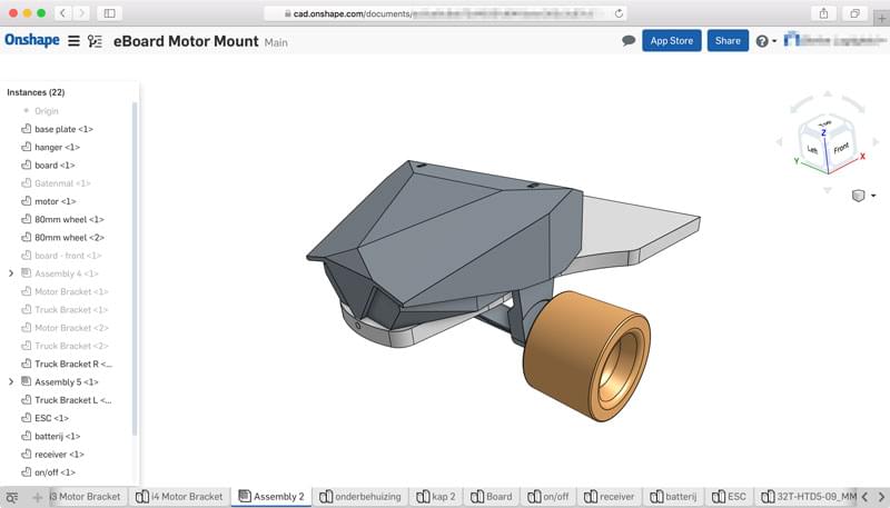 Electric Longboard CAD model