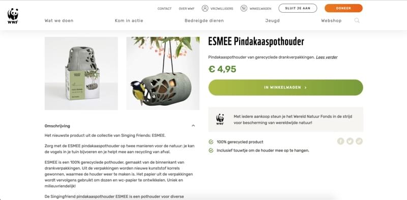 Singing Friend ESMEE bird feeder in WWF webshop