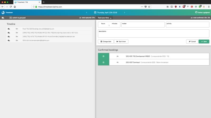 Filled TIQ timesheet